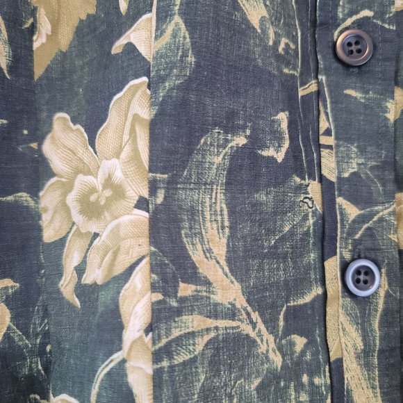 GARYGraham422 Womens Size L Army Floral Long Sleeve Dress Button Front Tie Back - Picture 5 of 12